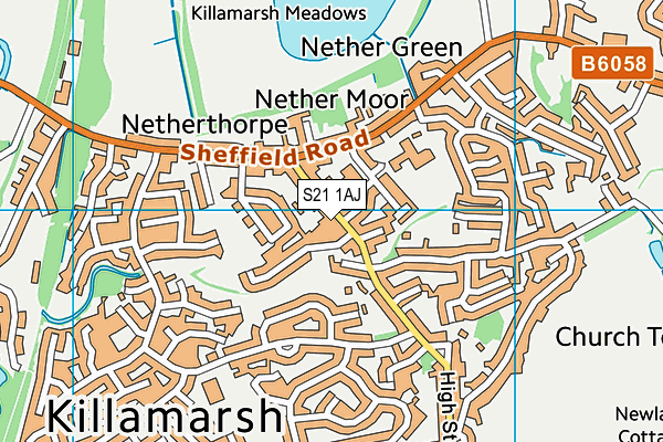 S21 1AJ map - OS VectorMap District (Ordnance Survey)