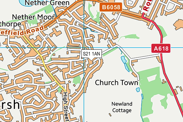 S21 1AN map - OS VectorMap District (Ordnance Survey)