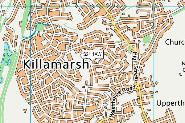 S21 1AW map - OS VectorMap District (Ordnance Survey)