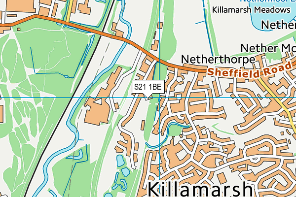 S21 1BE map - OS VectorMap District (Ordnance Survey)