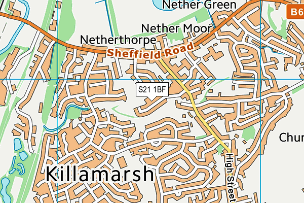 S21 1BF map - OS VectorMap District (Ordnance Survey)