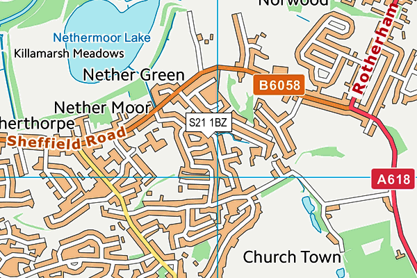 S21 1BZ map - OS VectorMap District (Ordnance Survey)