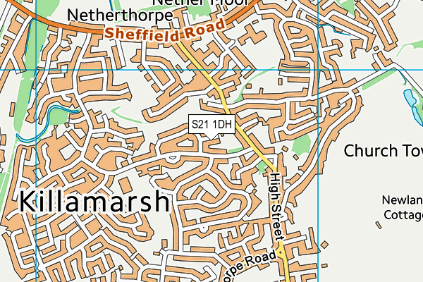 S21 1DH map - OS VectorMap District (Ordnance Survey)