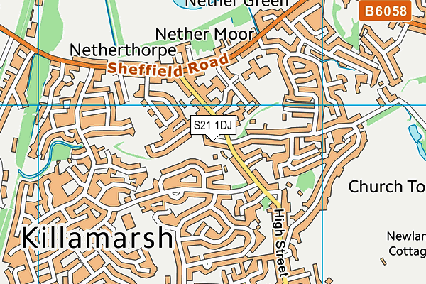 S21 1DJ map - OS VectorMap District (Ordnance Survey)