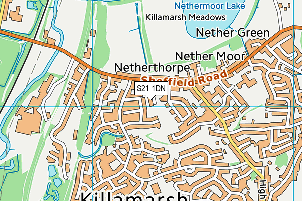 S21 1DN map - OS VectorMap District (Ordnance Survey)