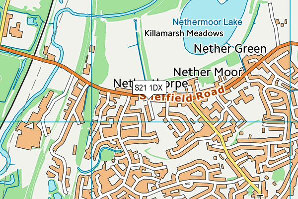 S21 1DX map - OS VectorMap District (Ordnance Survey)