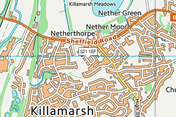 S21 1EF map - OS VectorMap District (Ordnance Survey)