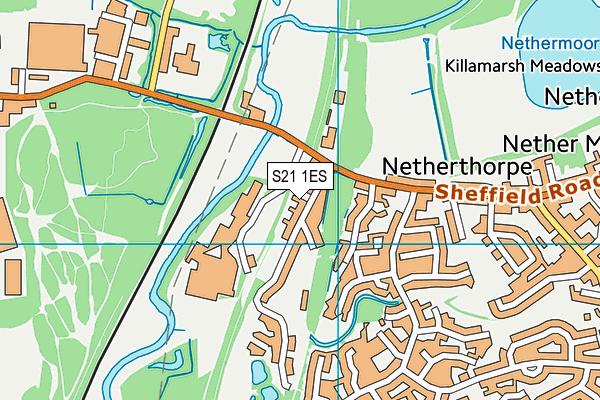 S21 1ES map - OS VectorMap District (Ordnance Survey)