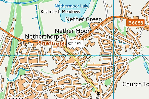 S21 1FY map - OS VectorMap District (Ordnance Survey)