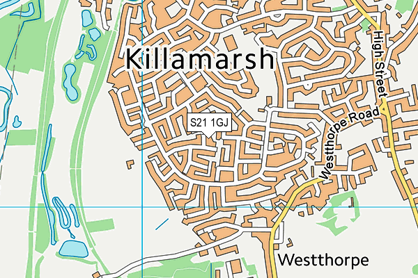 S21 1GJ map - OS VectorMap District (Ordnance Survey)