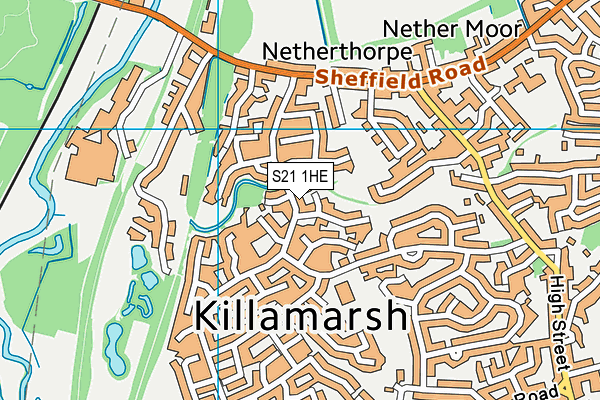 S21 1HE map - OS VectorMap District (Ordnance Survey)