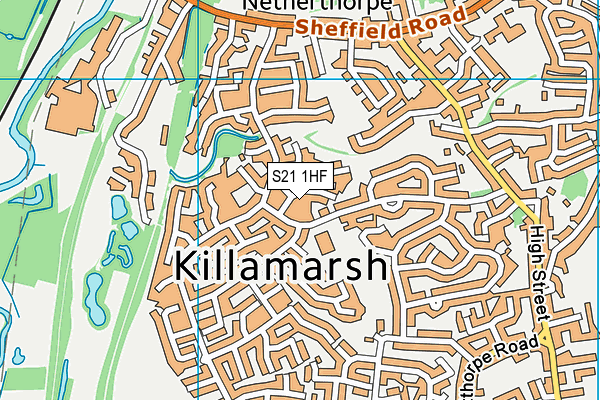 S21 1HF map - OS VectorMap District (Ordnance Survey)