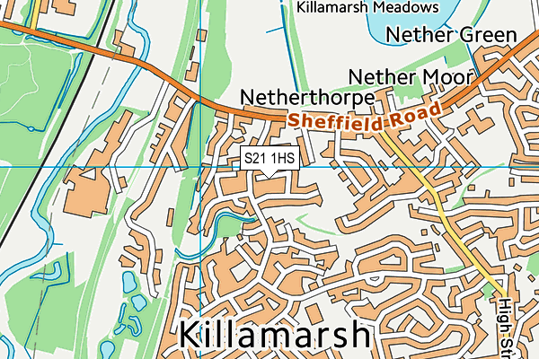 S21 1HS map - OS VectorMap District (Ordnance Survey)