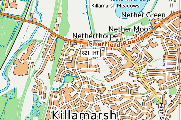 S21 1HT map - OS VectorMap District (Ordnance Survey)