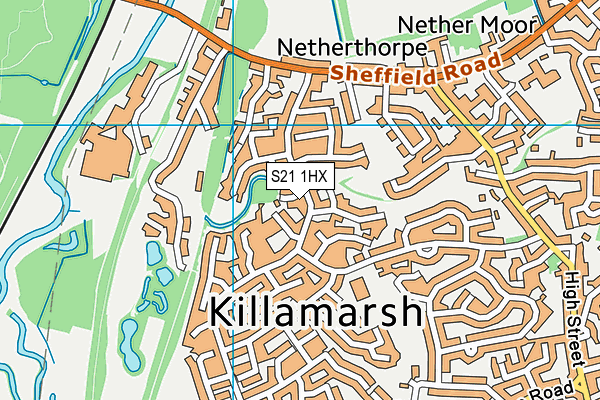 S21 1HX map - OS VectorMap District (Ordnance Survey)
