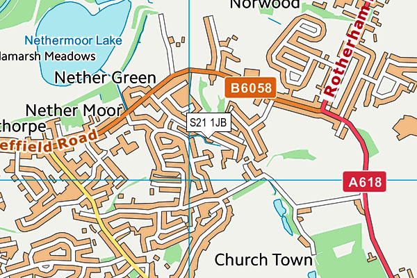 S21 1JB map - OS VectorMap District (Ordnance Survey)