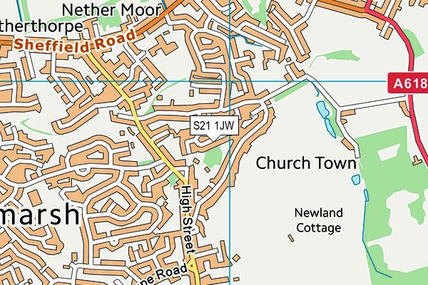 S21 1JW map - OS VectorMap District (Ordnance Survey)