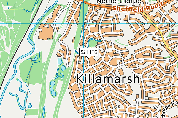 S21 1TG map - OS VectorMap District (Ordnance Survey)