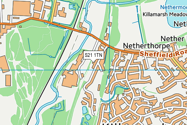 S21 1TN map - OS VectorMap District (Ordnance Survey)