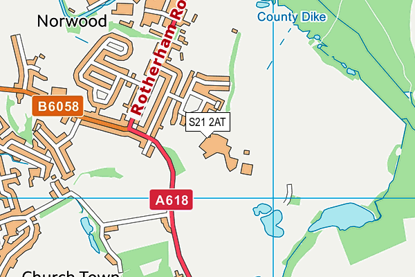 S21 2AT map - OS VectorMap District (Ordnance Survey)