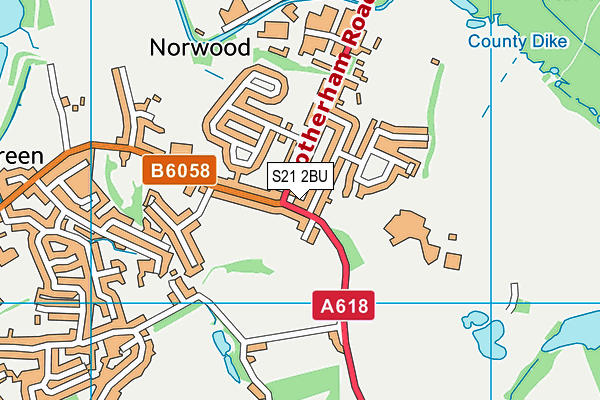 S21 2BU map - OS VectorMap District (Ordnance Survey)