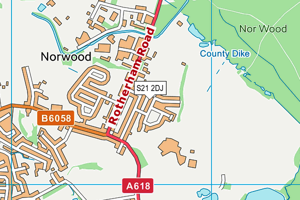 S21 2DJ map - OS VectorMap District (Ordnance Survey)