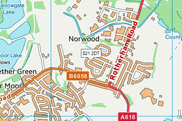 S21 2DT map - OS VectorMap District (Ordnance Survey)