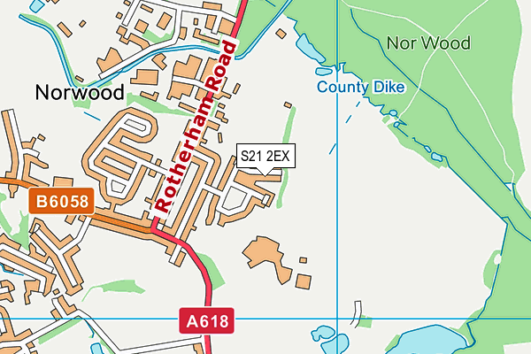 S21 2EX map - OS VectorMap District (Ordnance Survey)