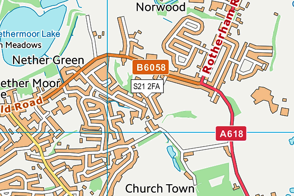 S21 2FA map - OS VectorMap District (Ordnance Survey)