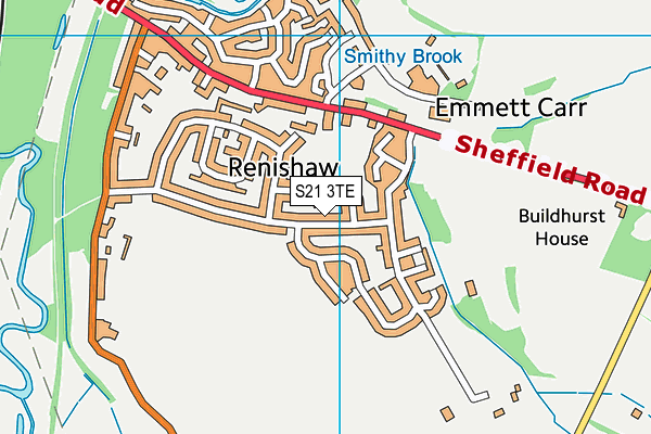 S21 3TE map - OS VectorMap District (Ordnance Survey)