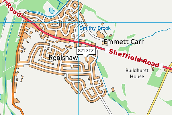 S21 3TZ map - OS VectorMap District (Ordnance Survey)