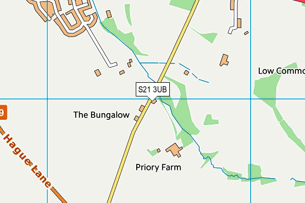 S21 3UB map - OS VectorMap District (Ordnance Survey)