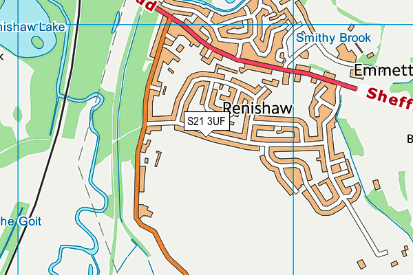 S21 3UF map - OS VectorMap District (Ordnance Survey)