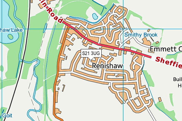 S21 3UG map - OS VectorMap District (Ordnance Survey)