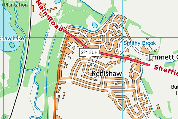 S21 3UH map - OS VectorMap District (Ordnance Survey)