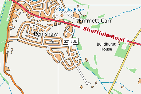 S21 3UL map - OS VectorMap District (Ordnance Survey)