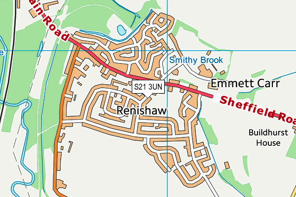 S21 3UN map - OS VectorMap District (Ordnance Survey)