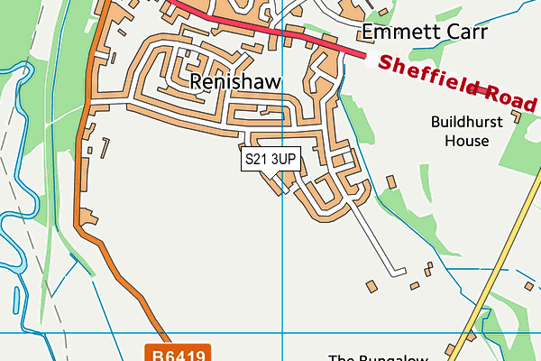 S21 3UP map - OS VectorMap District (Ordnance Survey)