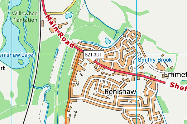 S21 3UT map - OS VectorMap District (Ordnance Survey)