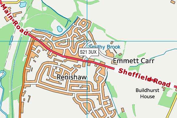 S21 3UX map - OS VectorMap District (Ordnance Survey)