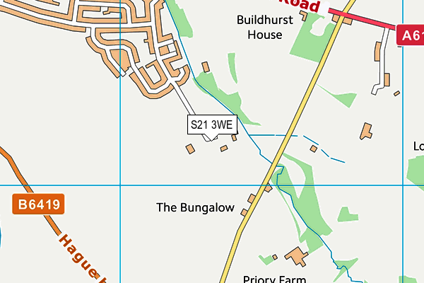 S21 3WE map - OS VectorMap District (Ordnance Survey)