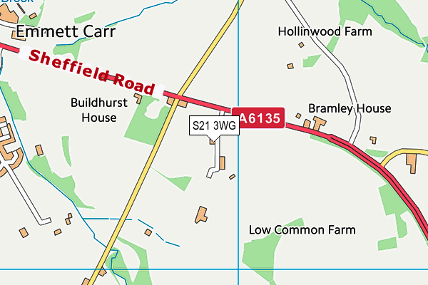 S21 3WG map - OS VectorMap District (Ordnance Survey)