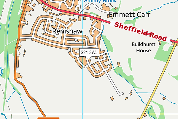 S21 3WJ map - OS VectorMap District (Ordnance Survey)