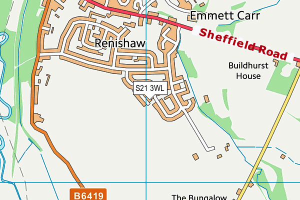 S21 3WL map - OS VectorMap District (Ordnance Survey)