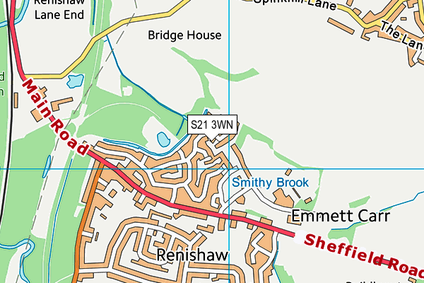 S21 3WN map - OS VectorMap District (Ordnance Survey)