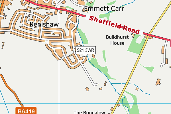 S21 3WR map - OS VectorMap District (Ordnance Survey)