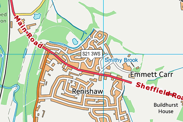 S21 3WS map - OS VectorMap District (Ordnance Survey)