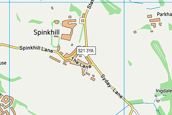 S21 3YA map - OS VectorMap District (Ordnance Survey)