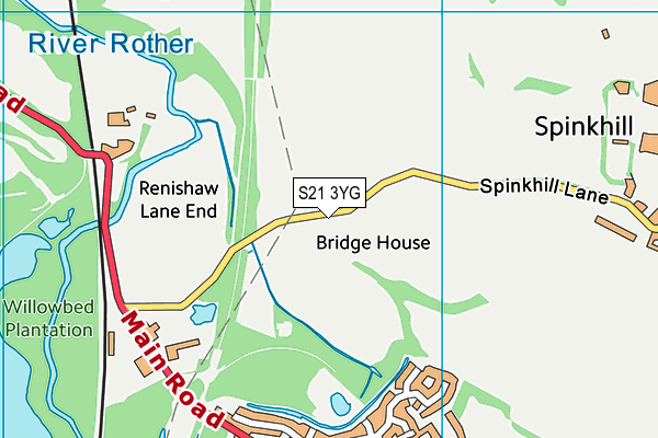 S21 3YG map - OS VectorMap District (Ordnance Survey)