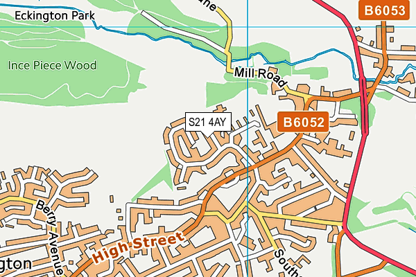 S21 4AY map - OS VectorMap District (Ordnance Survey)